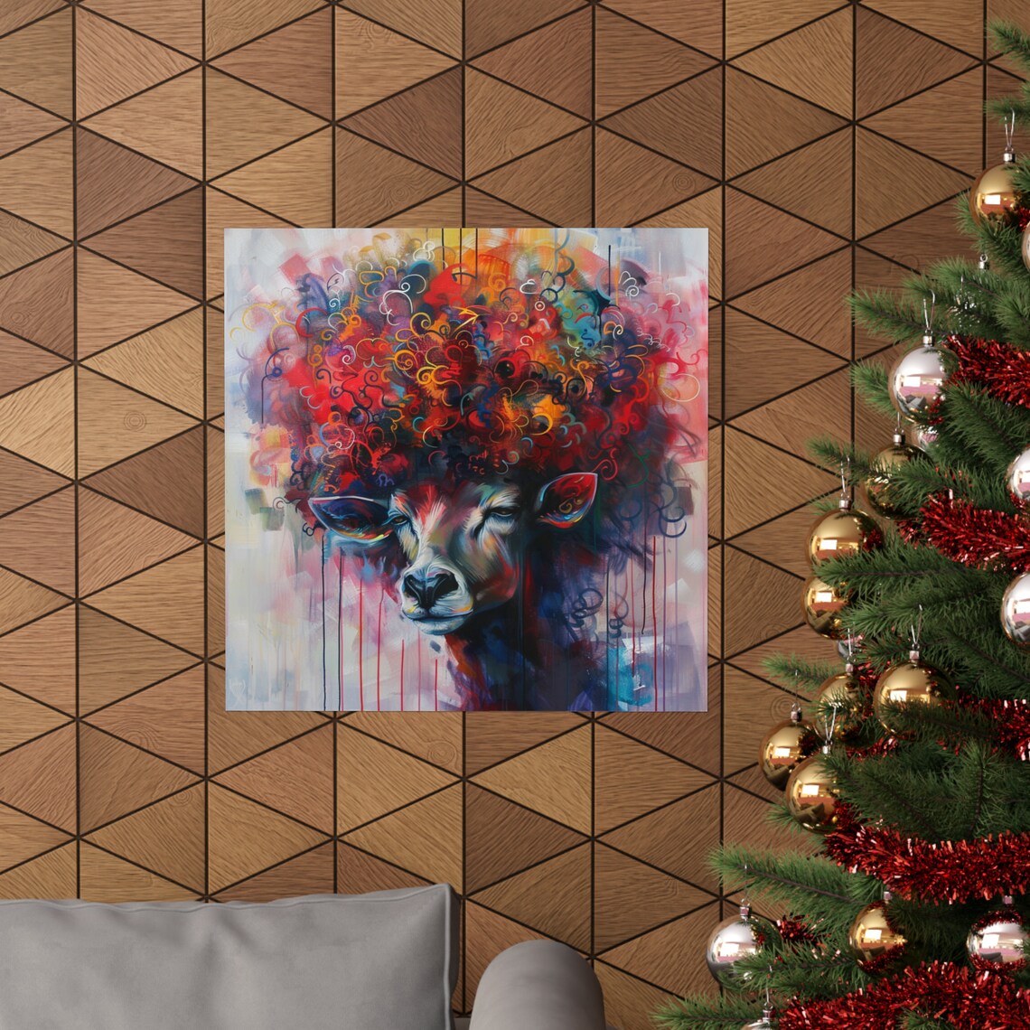 Doe A Deer, Trippy Deer Poster With Rainbow Afro - Image 4