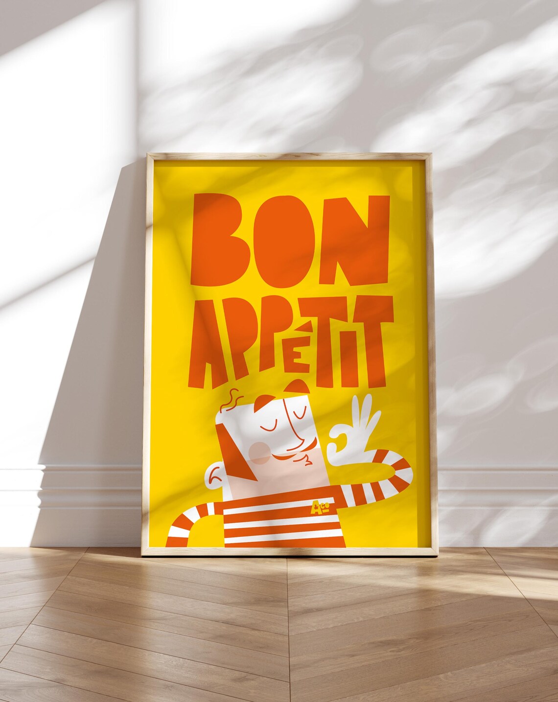 Bon Appetit Kitchen Poster, Mid Century Art Print
