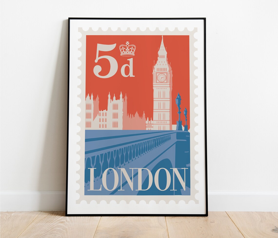 London Mid-Century City Travel Poster, Art Print