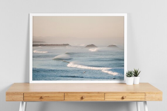 Pastel Ocean Waves at Dawn Soft Coastal Seascape Photography Poster