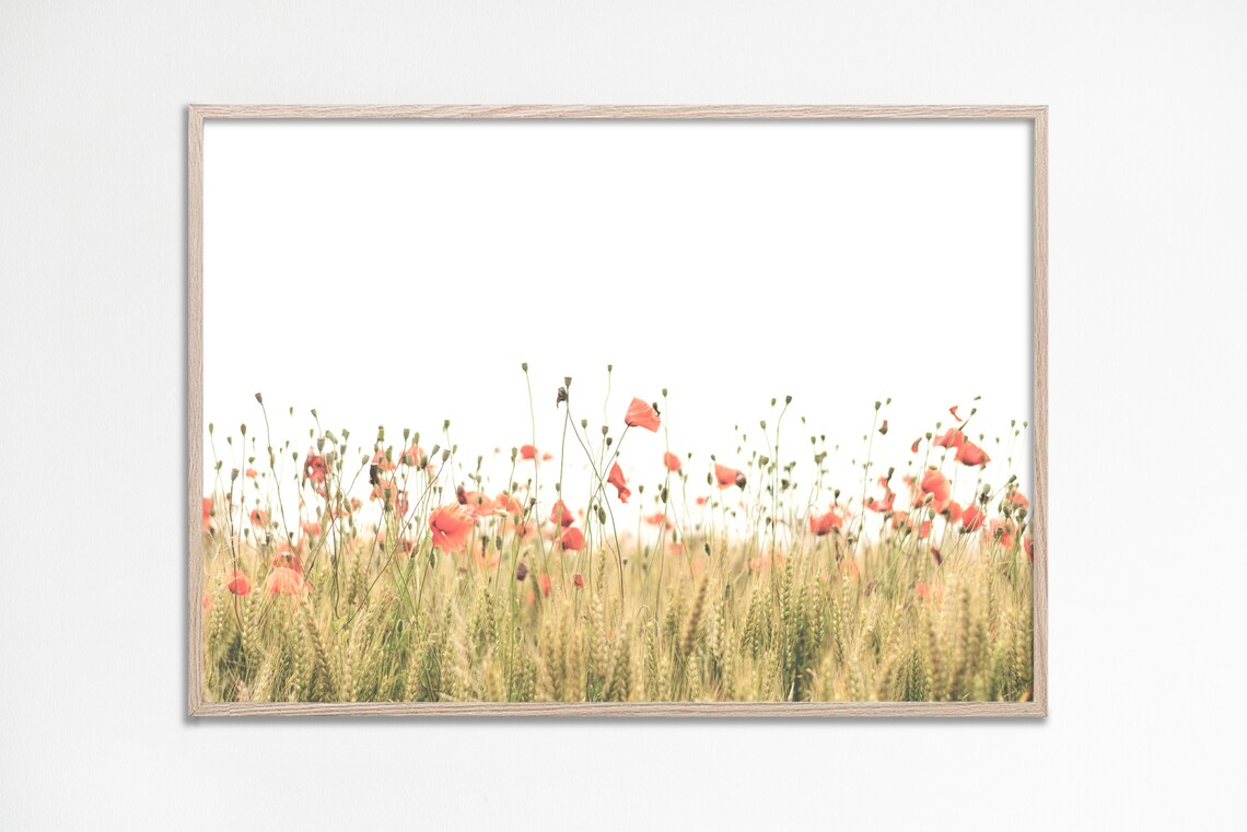 Poppy Print, Boho Floral Farmhouse Art Print