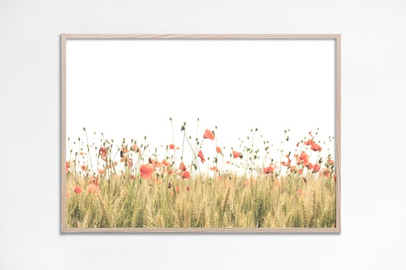 Poppy Print, Boho Floral Farmhouse Art Print