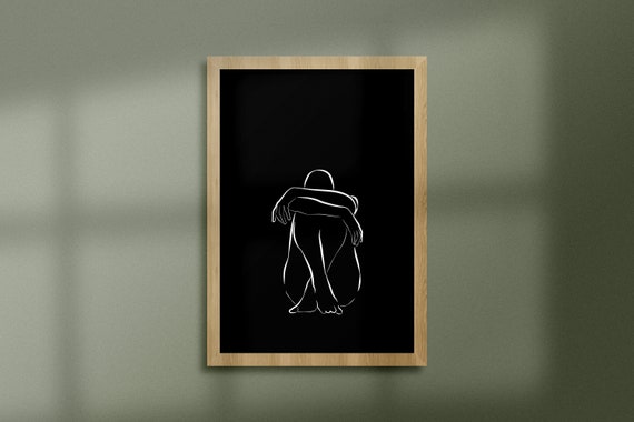 Art Body Outline Wall Black Minimalist Decor Line Poster Erotic Nudity And White Nude
