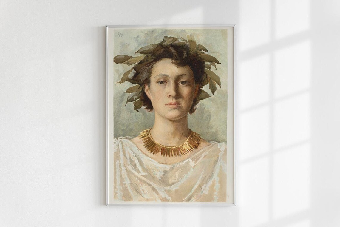 Classical Roman Style Portrait Young Man Laurel Wreath Poster