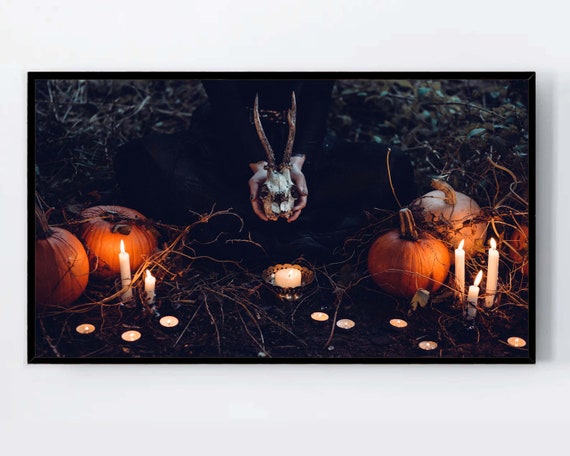 Gothic Frame Tv Art Skull Samsung Halloween Mystical Wallpaper Black Decor Instant