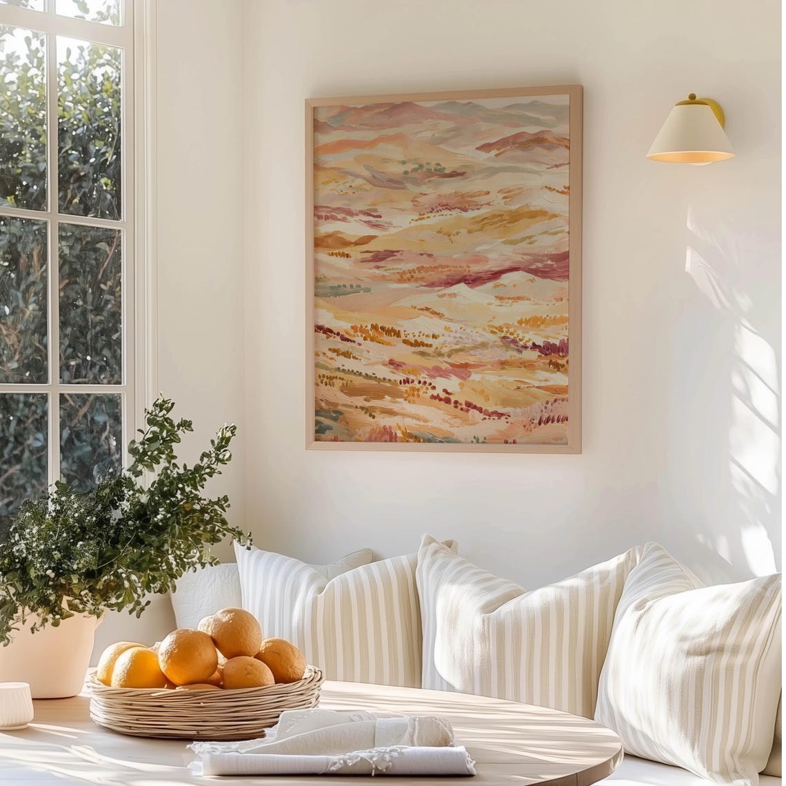 Pastel Abstract Desert Hills Warm Sunset Tones Modern Art Poster