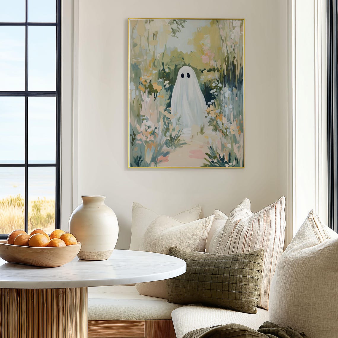 Whimsical In Garden Print Pastel Halloween Art