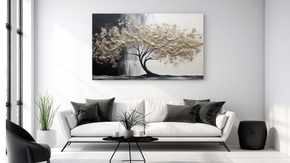 Silver Tree Wall Art Print, Aesthetic Luxury Decor