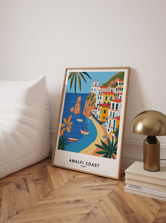 Amalfi Coast Art Print Italy Coastal Wall Matisse Style