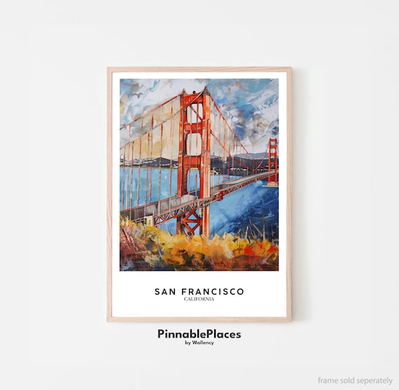 San Francisco California Golden Gate Bridge Oil Painting Poster