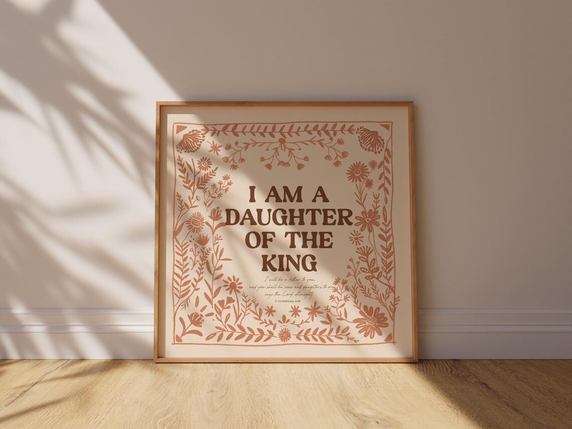 Boho Girls Nursery, I Am a Daughter of the King Art Print - Image 3