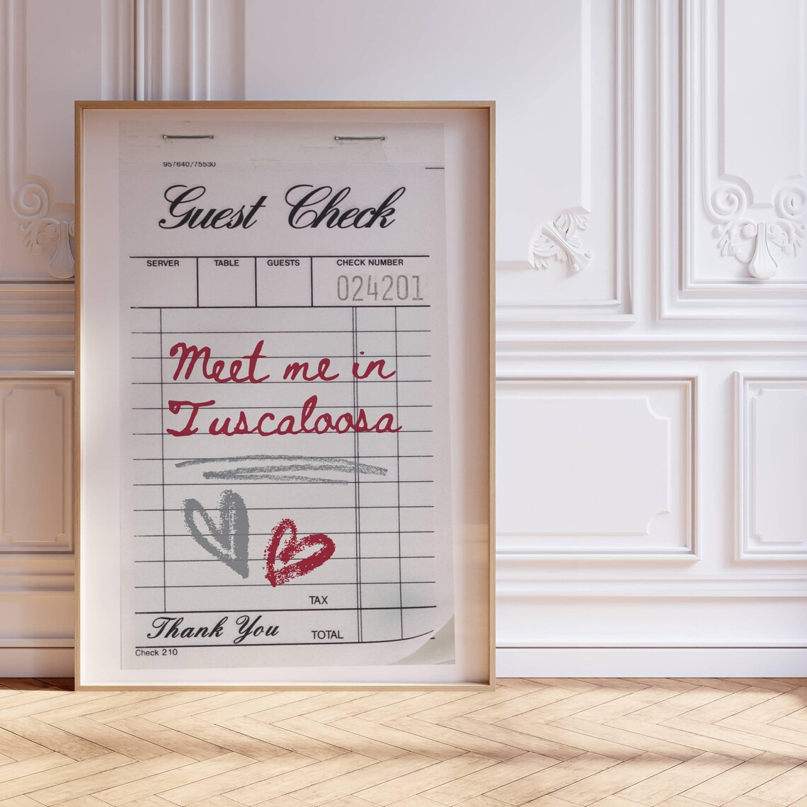 Meet Me In Tuscaloosa Guest Check Retro Crimson Diner Art Poster