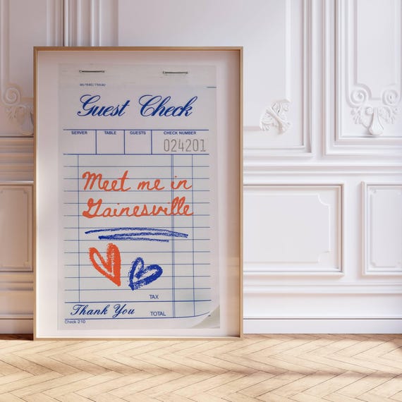 Meet Me In Gainesville Wall Art Florida Town Print Dorm Guest House Decor Fl Location Bar Cart