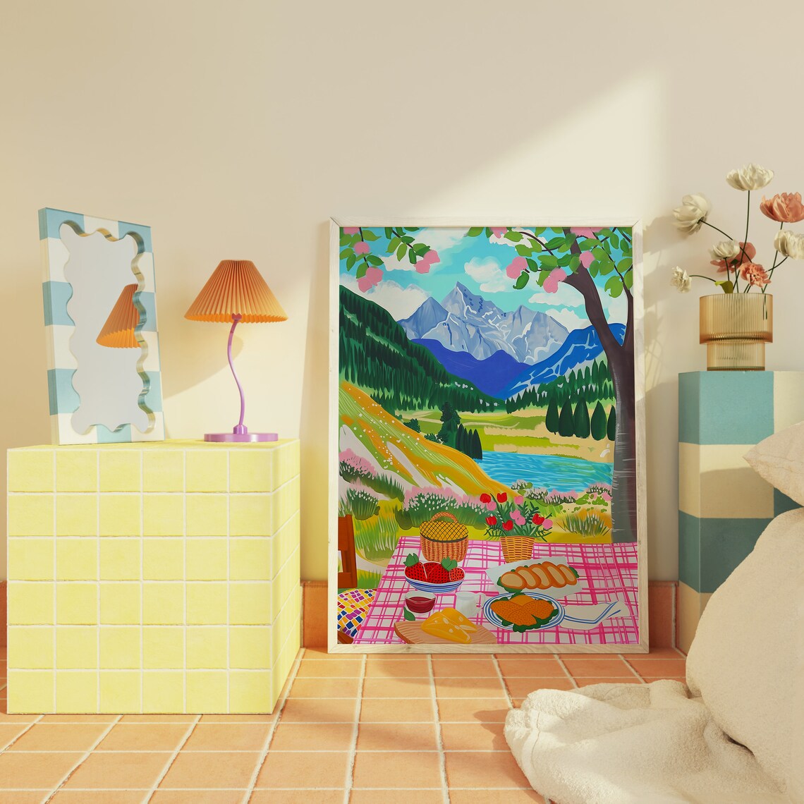 Picnic in the Mountains Food Illustration Art Print - Image 3