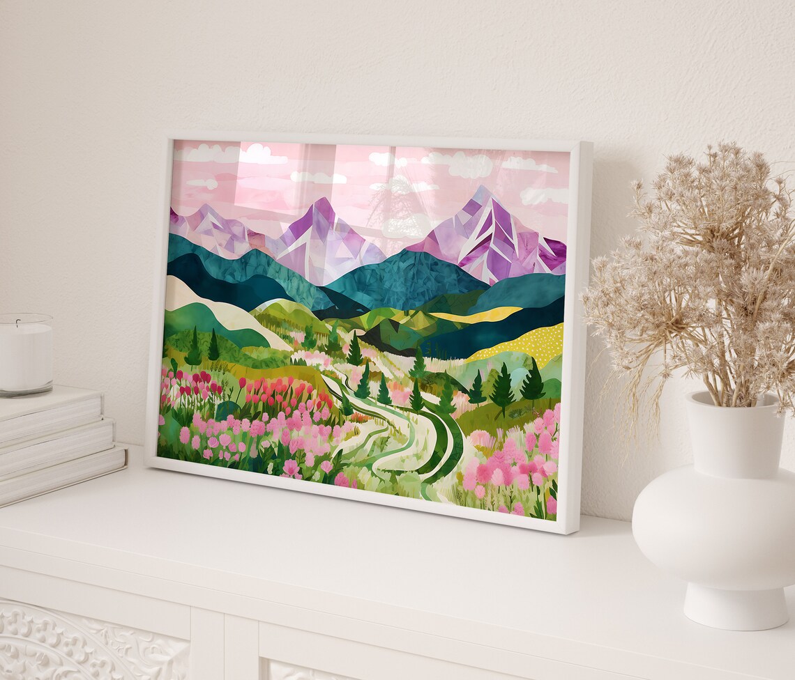 Abstract Mountain Botanical Landscape Art Print - Image 2