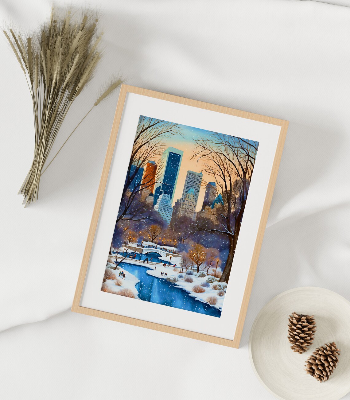 New York Central Park Winter Illustration Art Print - Image 2