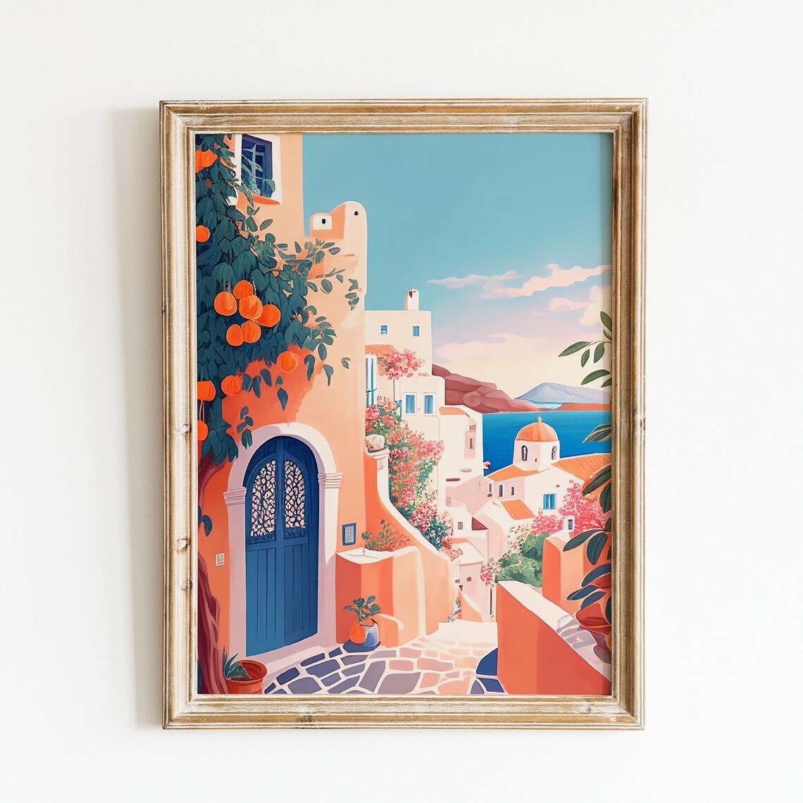 Greek Cottage Travel Poster, Greece Wall Decor - Image 2