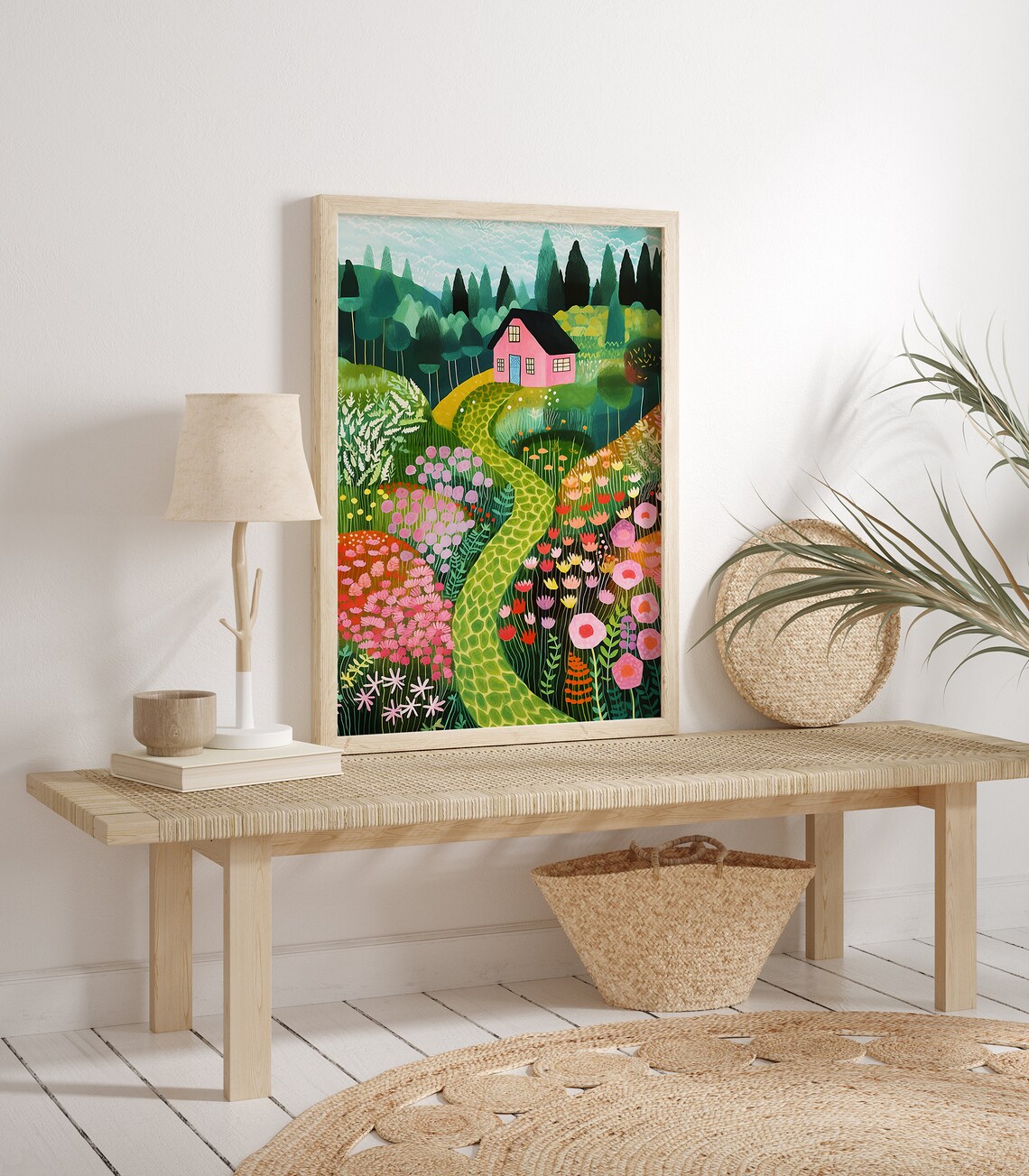 Poppies Garden Floral Landscape Art Print - Image 3