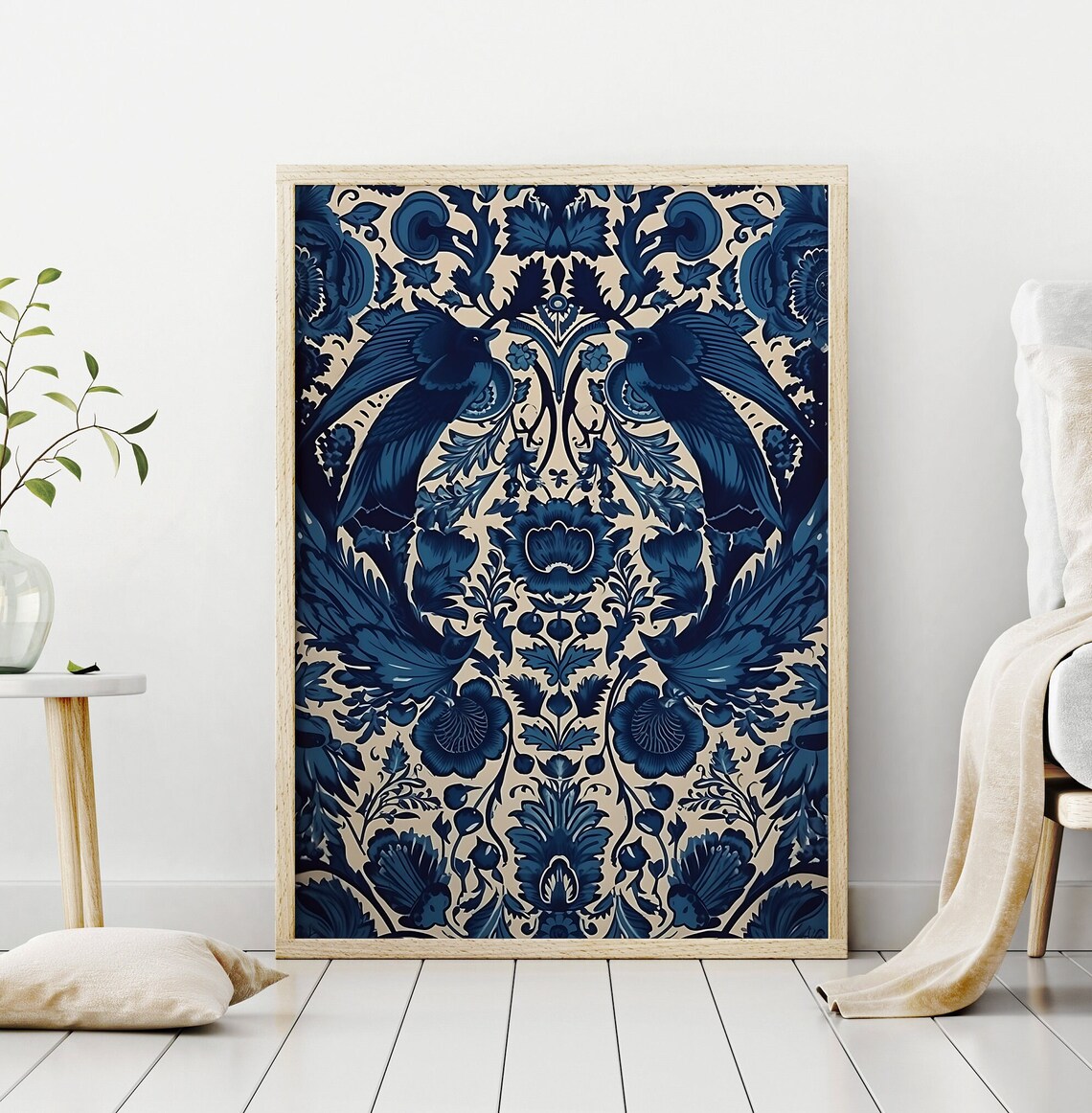 Vintage Indian Floral Poster, Living Room Decor