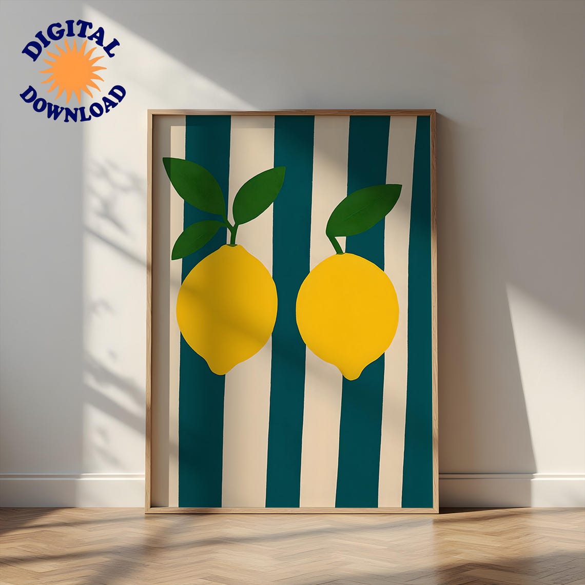 Lemon Retro Print Minimalist Kitchen Wall Art