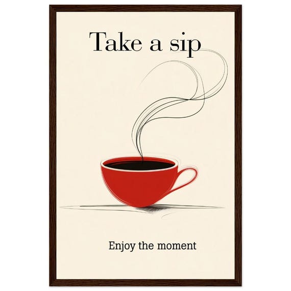 Coffee Corner Wall Art Modern Minimalist Hand Drawn Wall Art Home Decor Kitchen Decor Coffee Classic Matte Paper Wooden Framed Poster