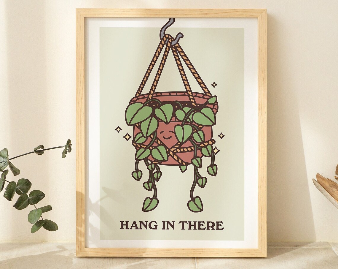 Green Plant Quote Poster, Botanical Wall Art Print