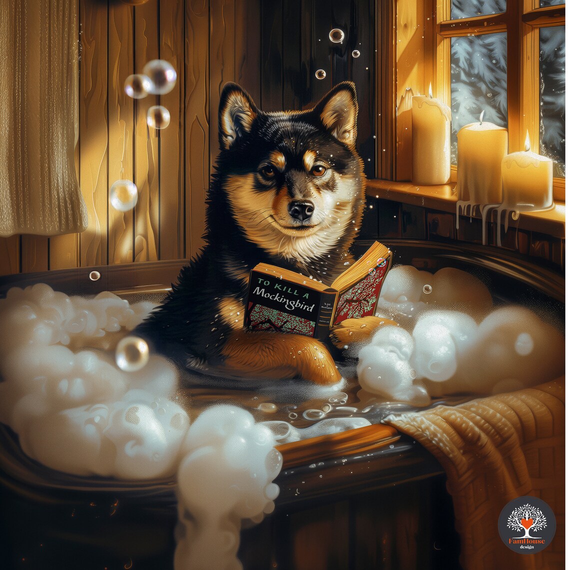 Personalized Shiba Inu Portrait, Rustic Bathroom Decor - Image 6