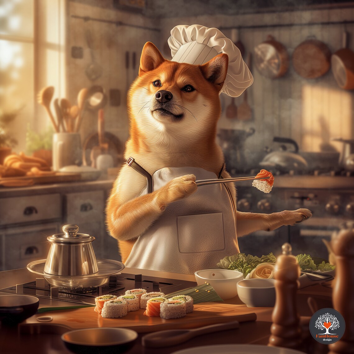 Custom Shiba Inu Dog Cooking, Funny Kitchen Art Print - Image 5