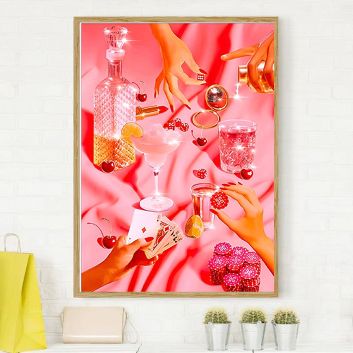 Pink Poker Night Glam Girls Vintage Party Photo Style Art Poster - Image 2