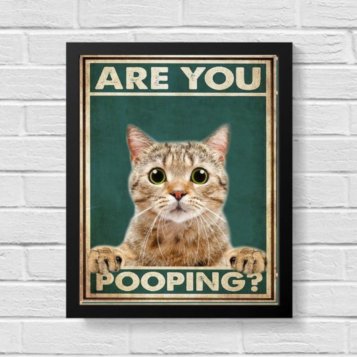 Are You Pooping Yellow Cat Bathroom Decor Wall Art For Bathroom Funny Art Home Decor Funy Wall Art