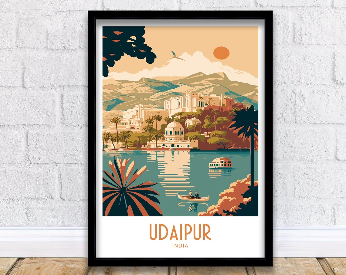 Udaipur India Travel Poster, India City Wall Art
