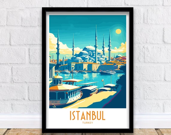 Istanbul Turkey Travel Poster, Travel Wall Art