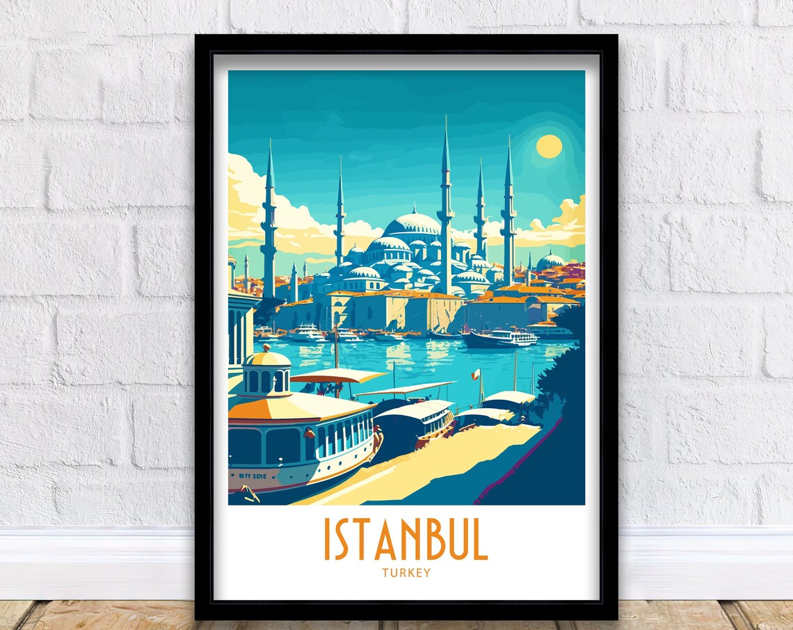 Istanbul Turkey Travel Poster, Travel Wall Art