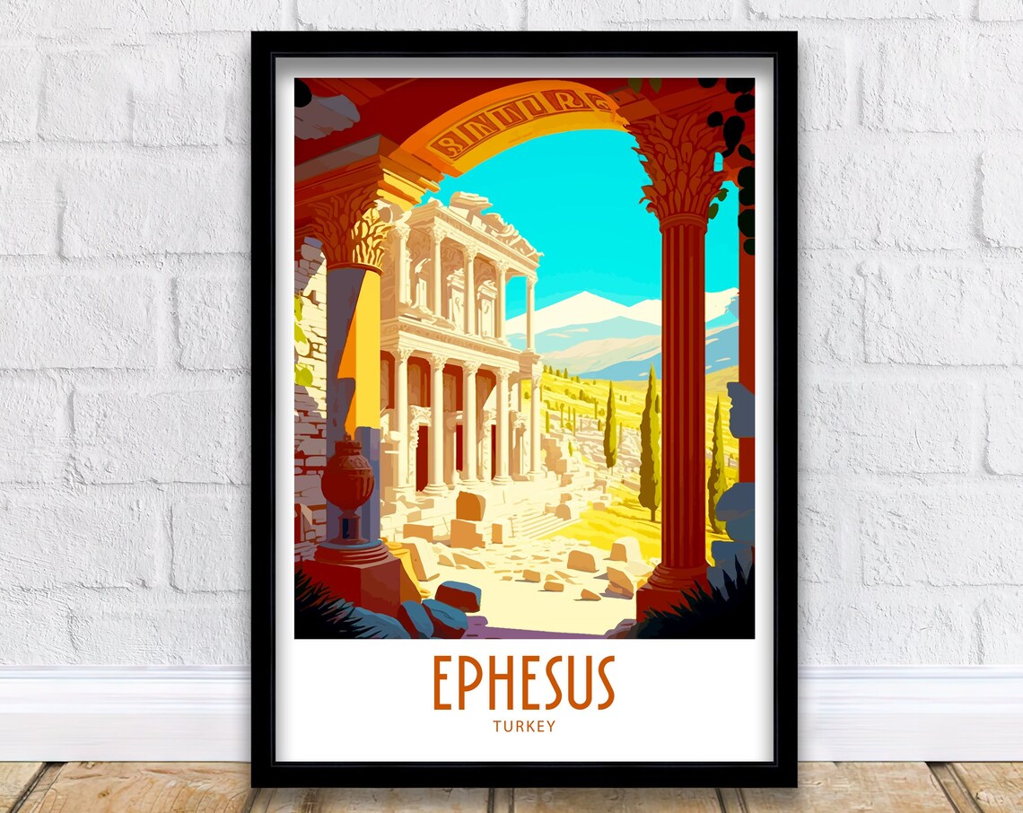 Ephesus Turkey Travel Poster, Europe Wall Art