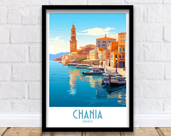 Chania Greece Travel Poster, Home Decor Print