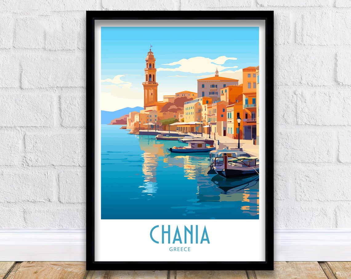 Chania Greece Travel Poster, Home Decor Print
