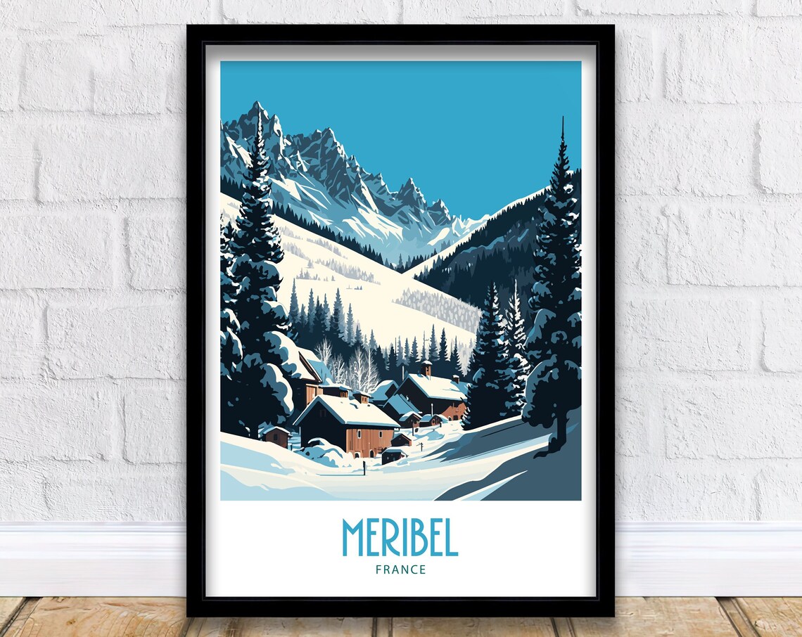 Meribel Ski Travel Poster, Ski Resort Art Print