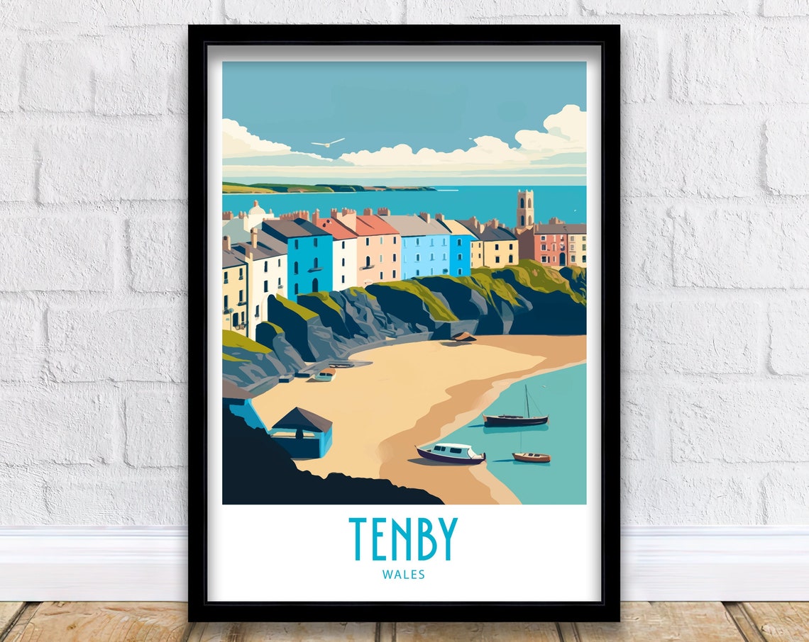 Tenby Travel Print Wall Art Tenby Wales Wall Hanging Home Decoration Tenby South Wales Gift Art Lovers Print Tenby South Wales Wall Decor