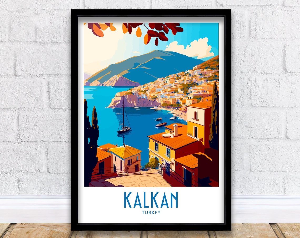 Kalkan Travel Poster, Turkey Scenic Art Print