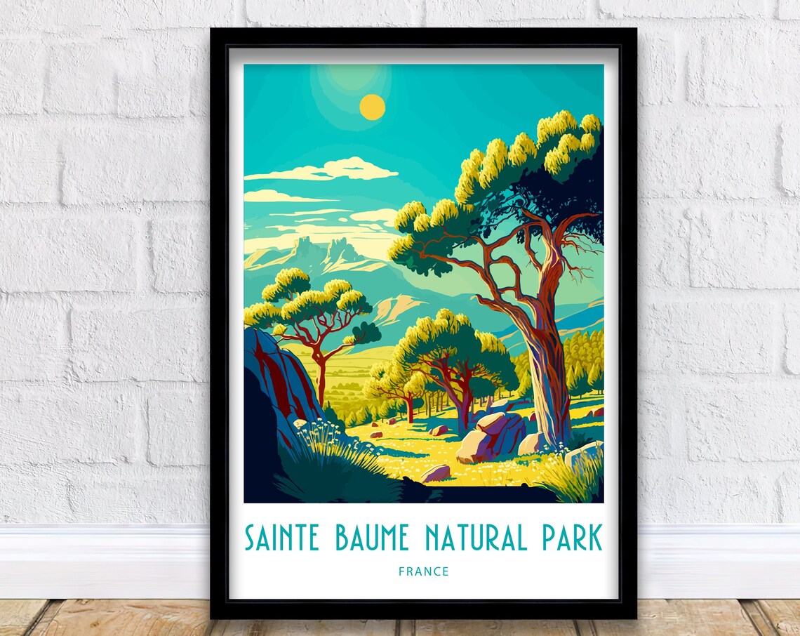 Sainte Baume Natural Park France Vintage Pine Forest Travel Poster