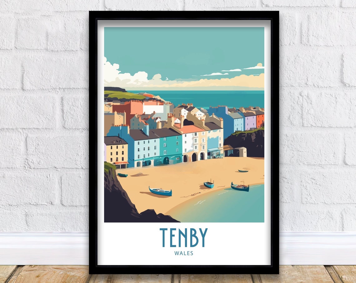 Tenby Travel Print Wall Art Tenby Wales Wall Hanging Home Decoration Tenby South Wales Gift Art Lovers Print Tenby South Wales Wall Decor
