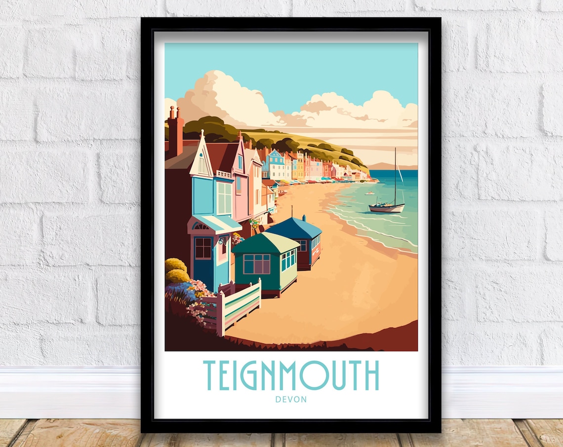Teignmouth Devon Travel Poster, Place Print