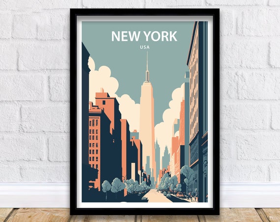 New York City Travel Poster, City Wall Decor