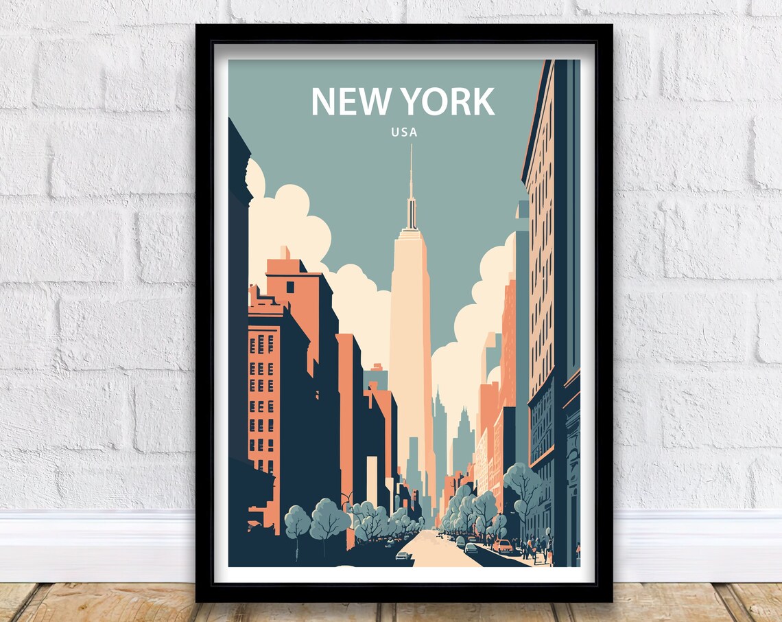 New York City Travel Poster, City Wall Decor