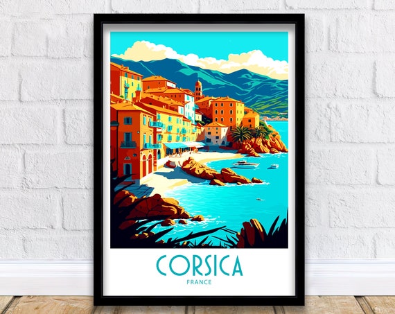 Corsica Travel Poster, France Wall Decor