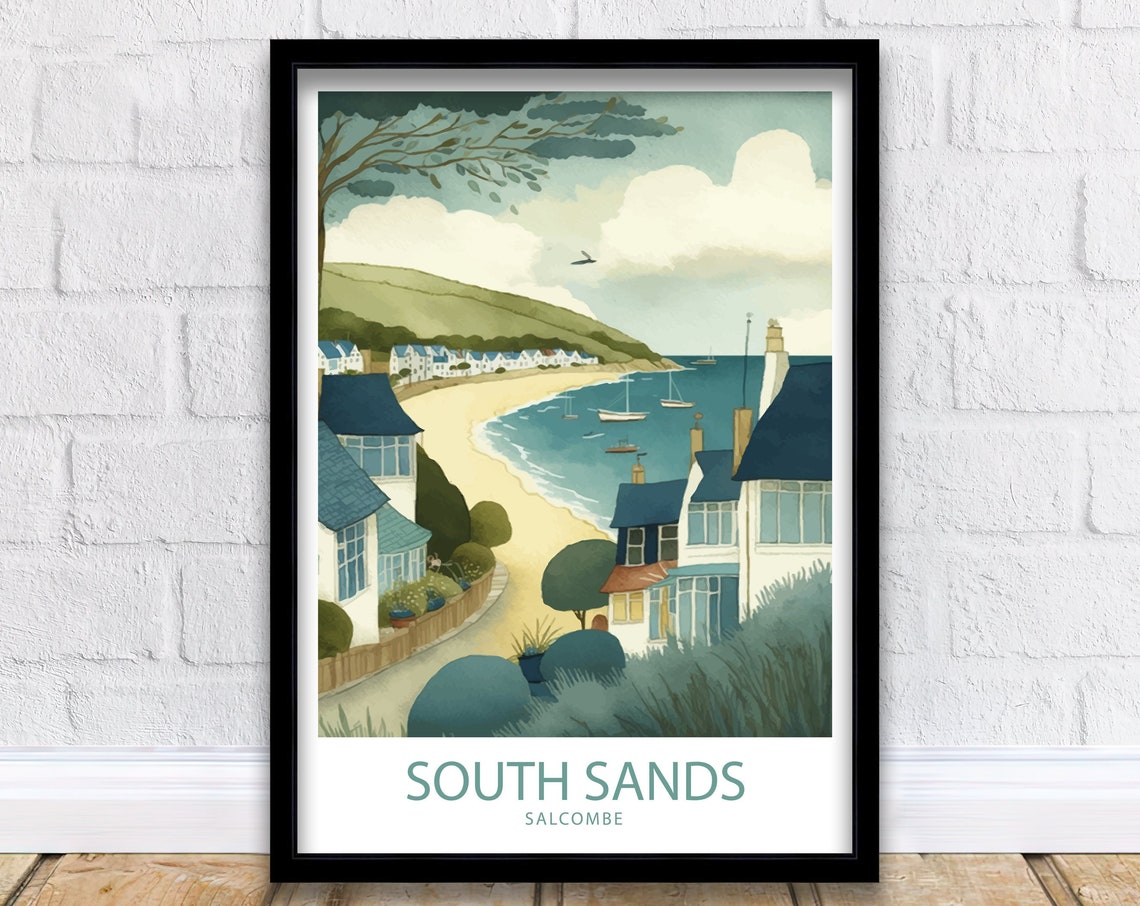 South Sands Salcombe Devon Beach Sailboats Coastal Walk View Poster