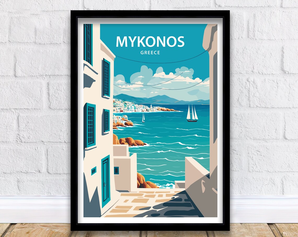 Mykonos Greece Travel Poster