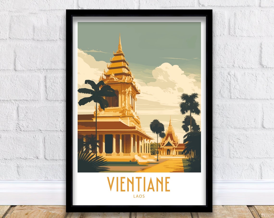 Vientiane Travel Print Vientiane Wall Art Vientiane Laos Home Living Decor Vientiane Laos Illustration Travel Poster Gift For Vientiane Laos
