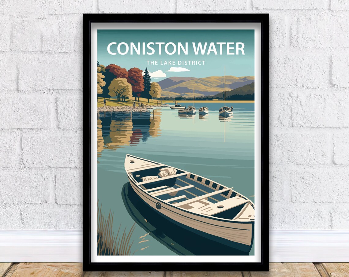Coniston Water Travel Poster, Lake District