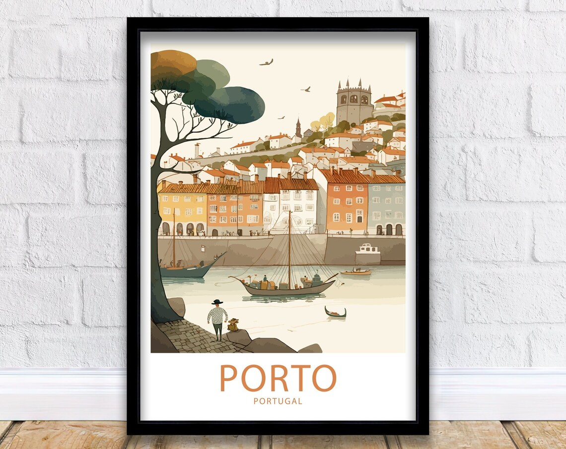 Porto Travel Poster, Portugal Scenic Travel Art